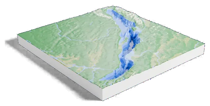 Lake Baikal model, low angle