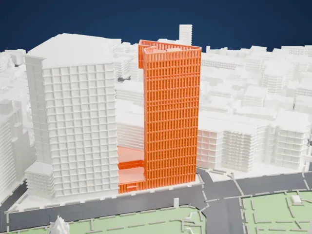 1 Clinton Street model, East view