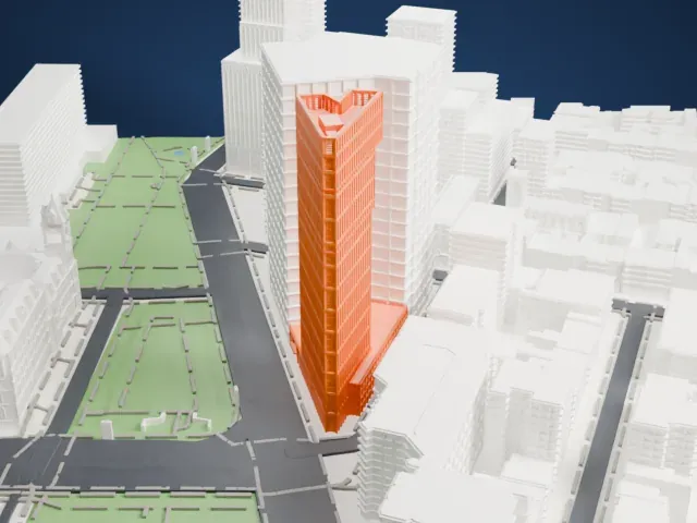 1 Clinton Street model, North view