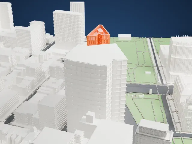 1 Clinton Street model, South view
