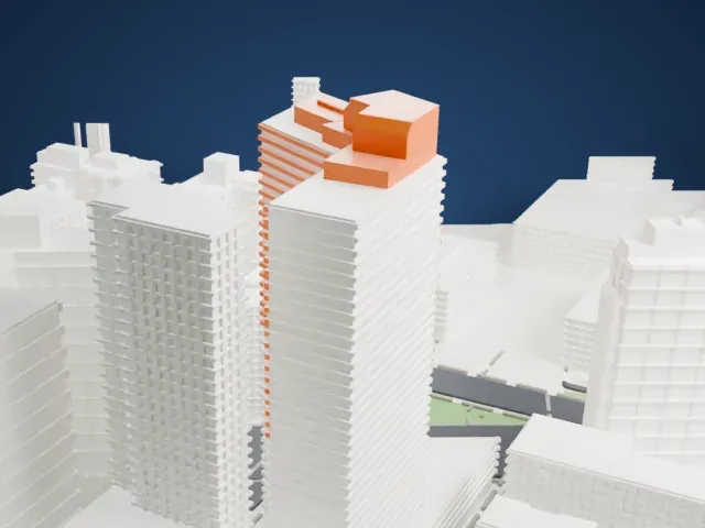 1 Lincoln Plaza model, East view