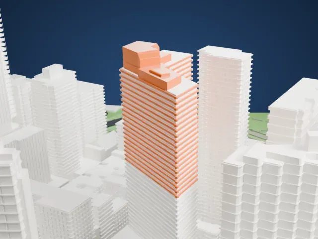 1 Lincoln Plaza model, West view
