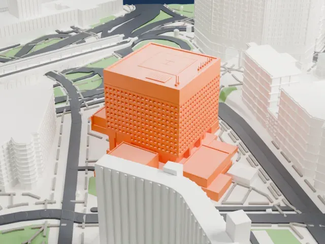 1 Police Plaza model, East view
