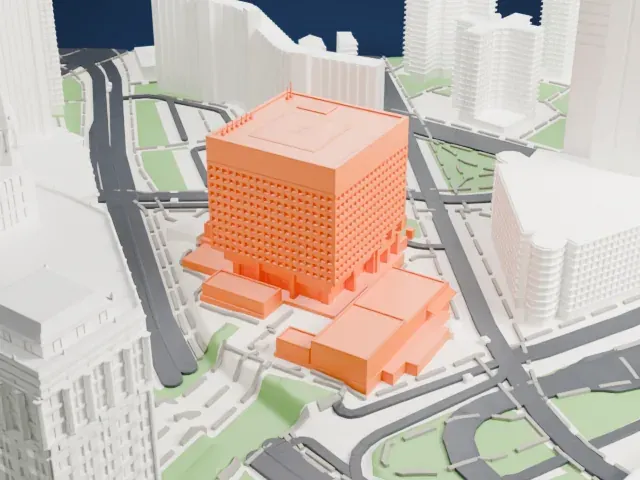 1 Police Plaza model, West view