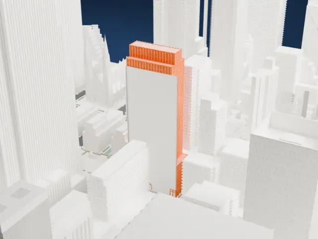 1 Rockefeller Plaza model, West view