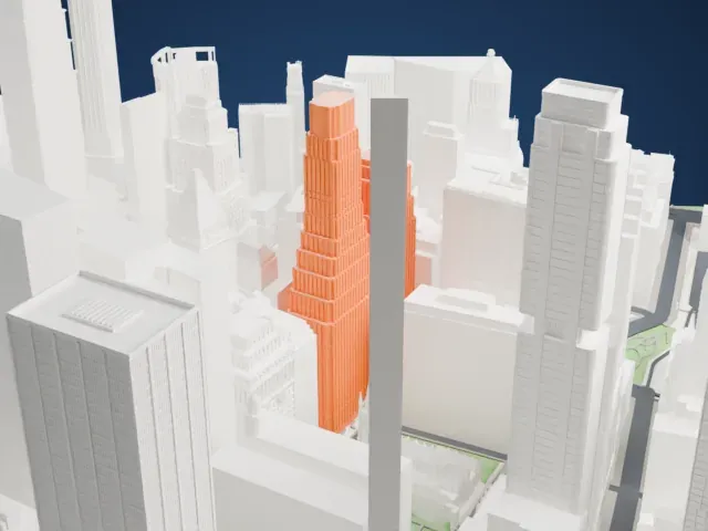 1 Wall Street model, North view