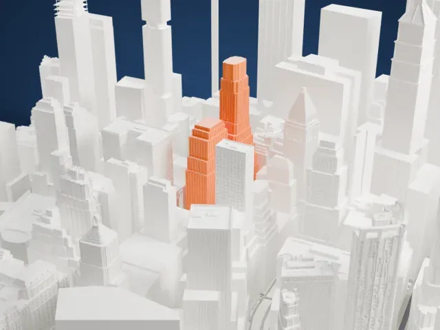1 Wall Street model, South view