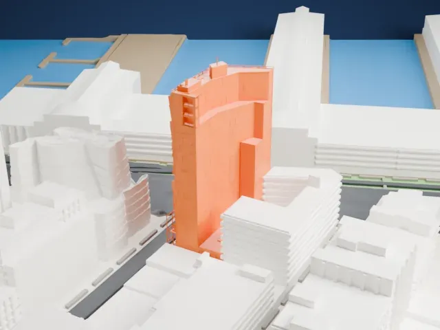 100 Eleventh Avenue model, East view