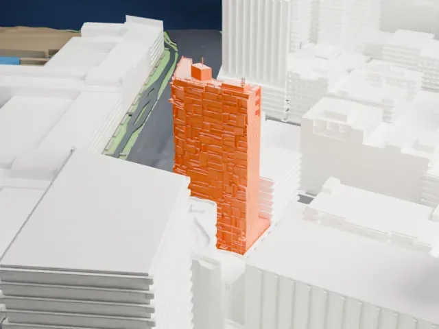 100 Eleventh Avenue model, South view
