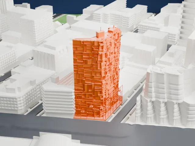100 Eleventh Avenue model, West view