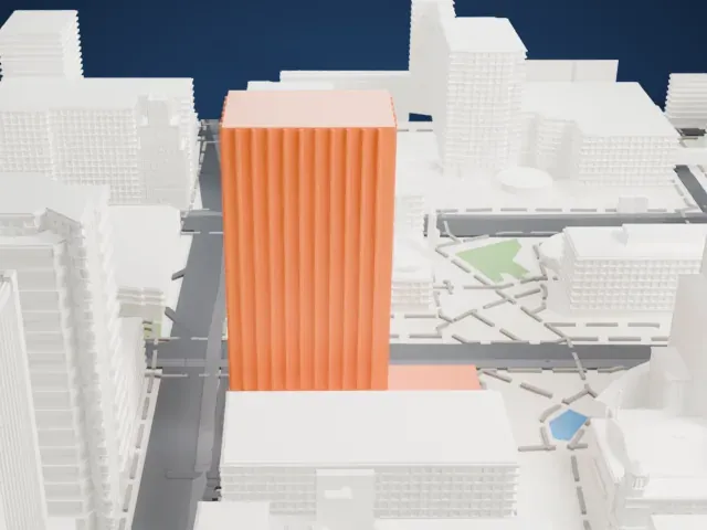 100 West Washington model, North view