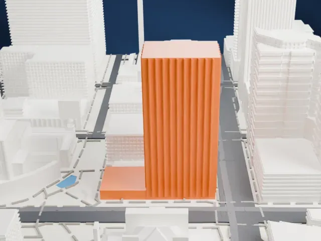 100 West Washington model, South view