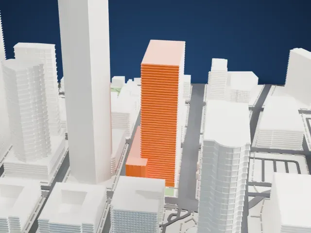 101 Hudson Street model, East view