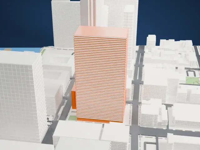 101 Hudson Street model, North view