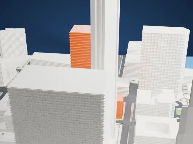 101 Hudson Street model, South view
