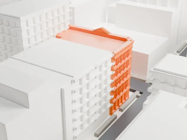 109 Prince Street model, West view