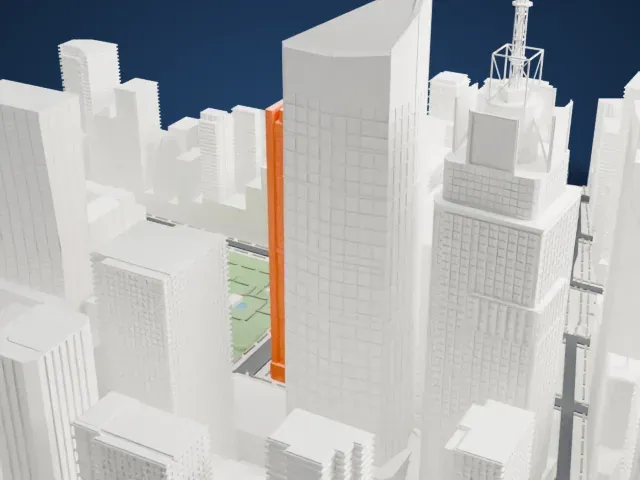 1095 Avenue of the Americas model, North view