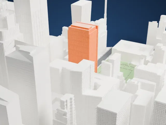 1095 Avenue of the Americas model, West view