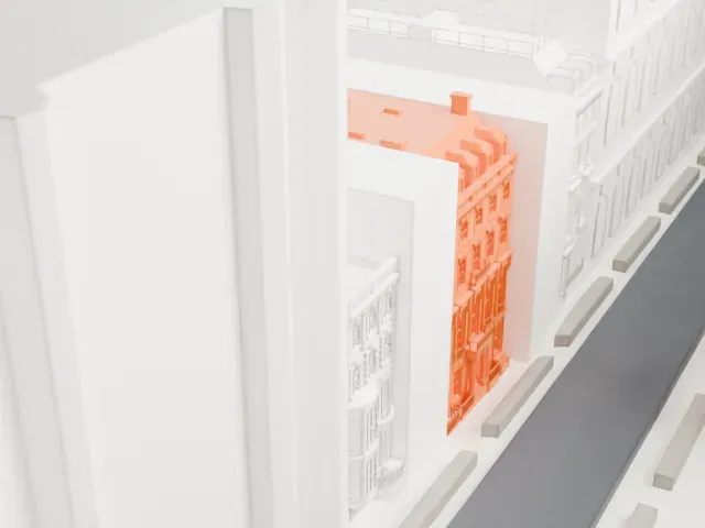 11 West 54th Street model, West view