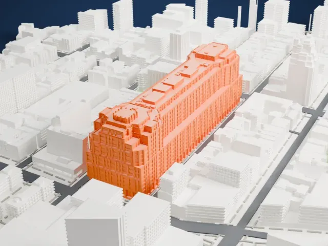 111 Eighth Avenue model, West view