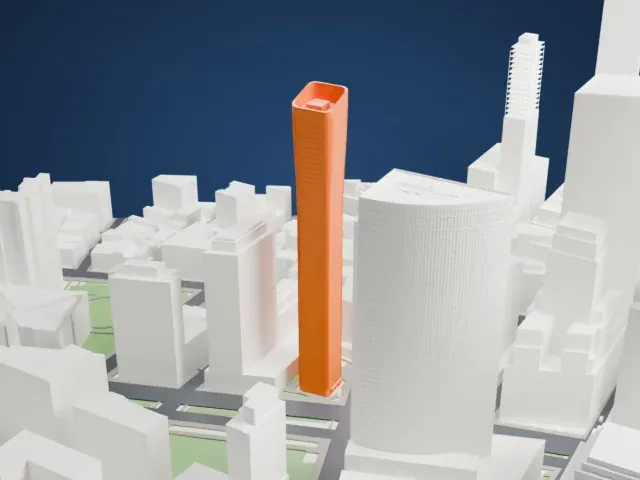 111 Murray Street model, West view