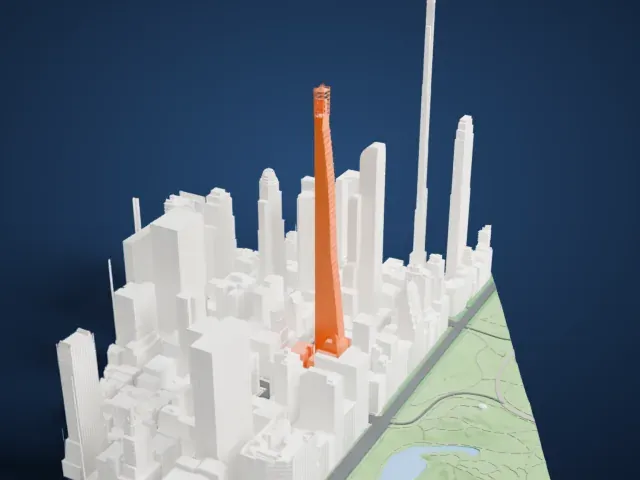 111 West 57th Street model, East view