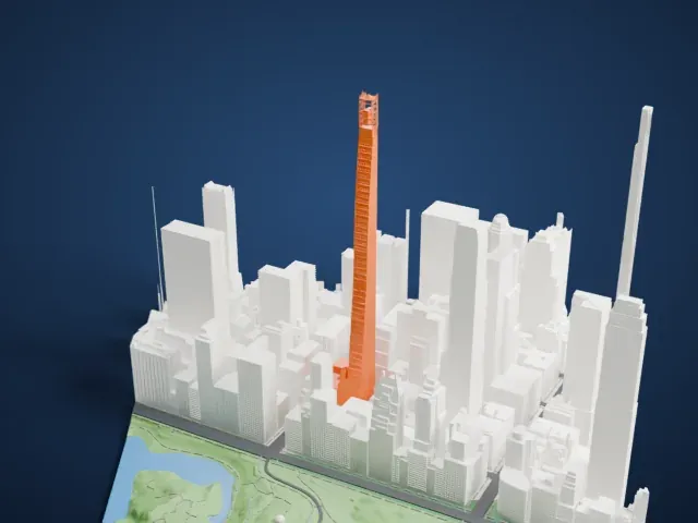 111 West 57th Street model, North view