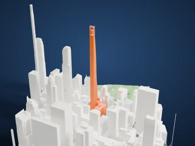 111 West 57th Street model, South view