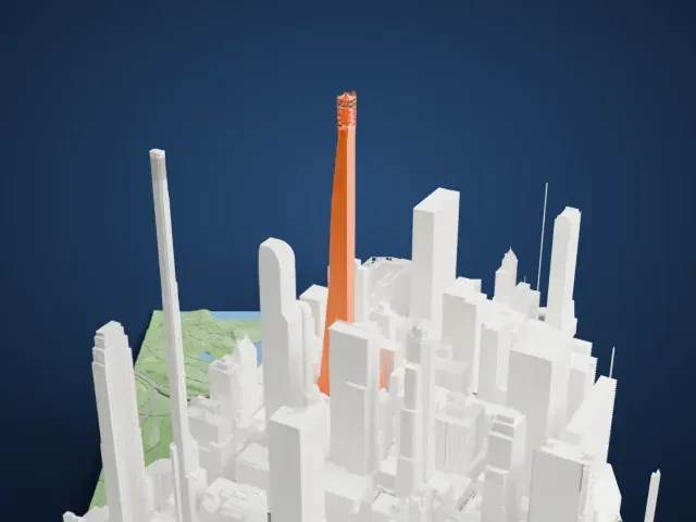 111 West 57th Street model, West view