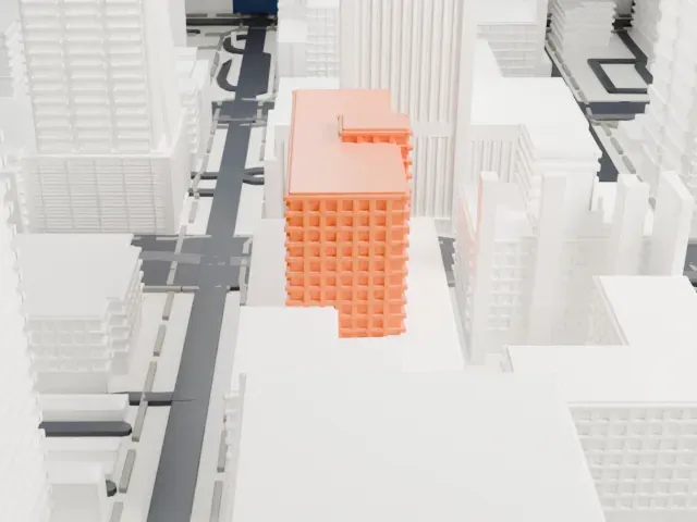 111 West Monroe model, West view