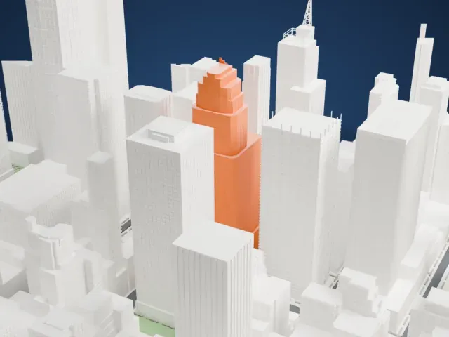 1166 Avenue of the Americas model, East view