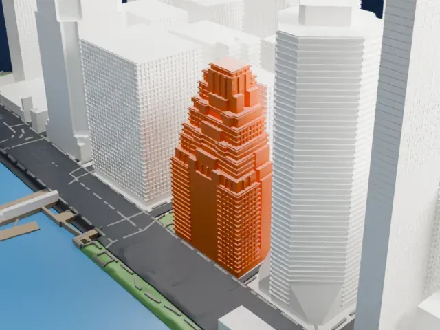 120 Wall Street model, East view