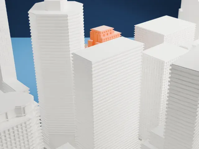 120 Wall Street model, North view