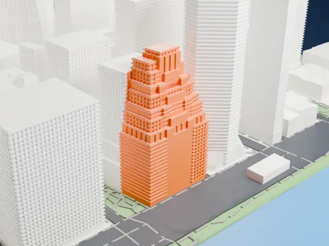 120 Wall Street model, South view