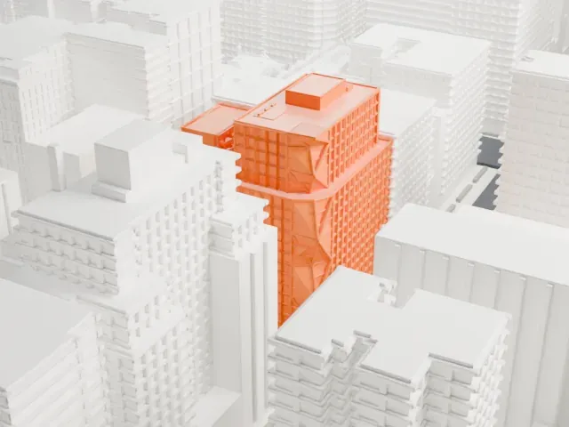 121 East 22nd model, East view
