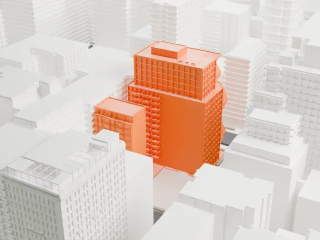 121 East 22nd model, South view