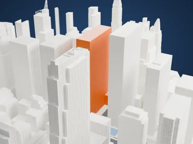 1211 Avenue of the Americas model, East view