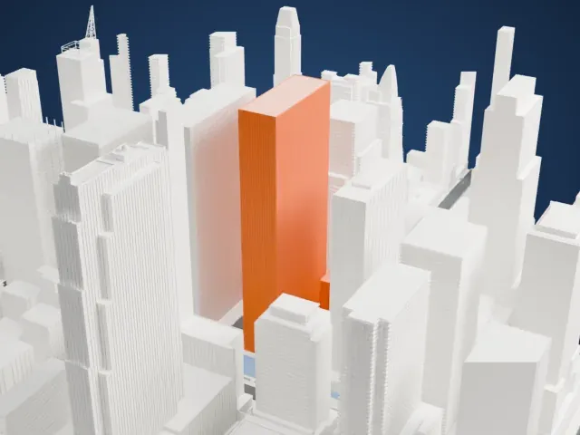 1221 Avenue of the Americas model, East view