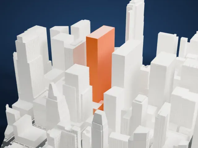 1221 Avenue of the Americas model, West view