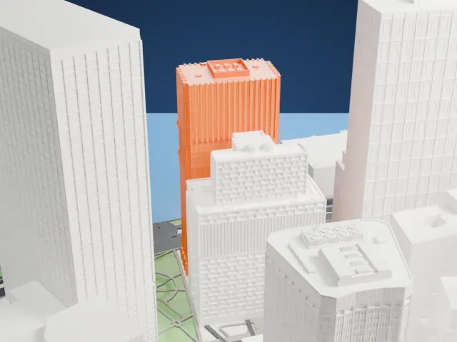 125 Broad Street model, North view