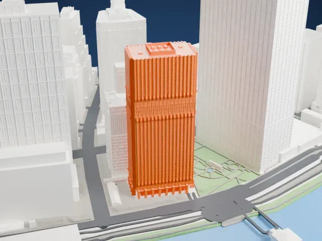 125 Broad Street model, South view