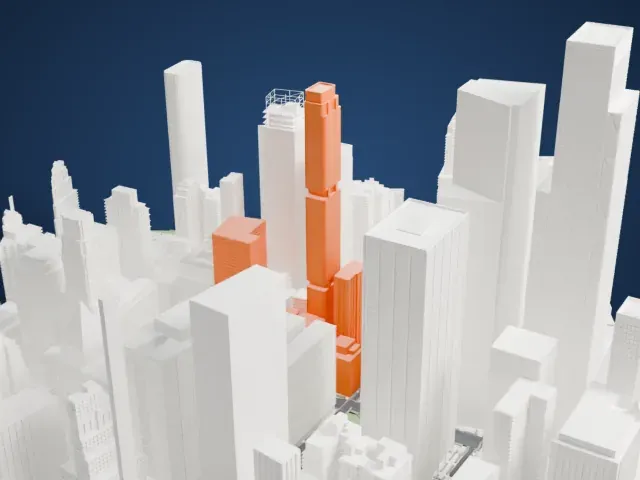 125 Greenwich Street model, East view