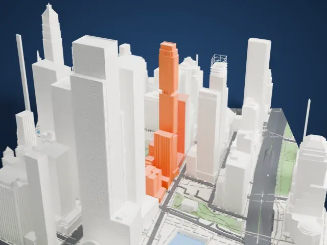 125 Greenwich Street model, North view