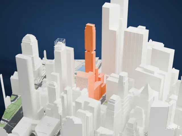 125 Greenwich Street model, South view