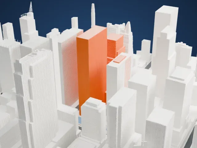 1251 Avenue of the Americas model, East view