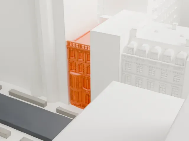 13 and 15 West 54th Street model, South view