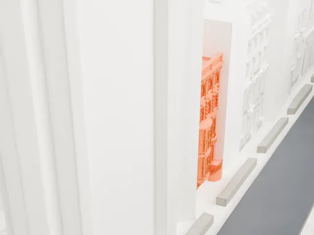 13 and 15 West 54th Street model, West view