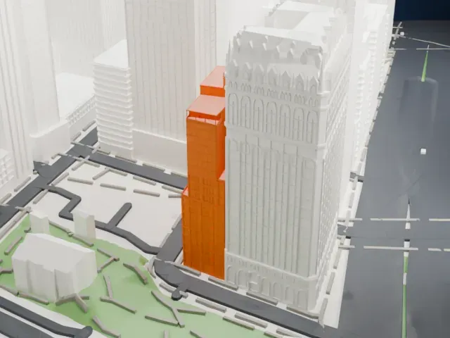 130 Cedar Street model, North view