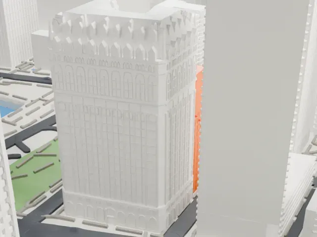 130 Cedar Street model, West view