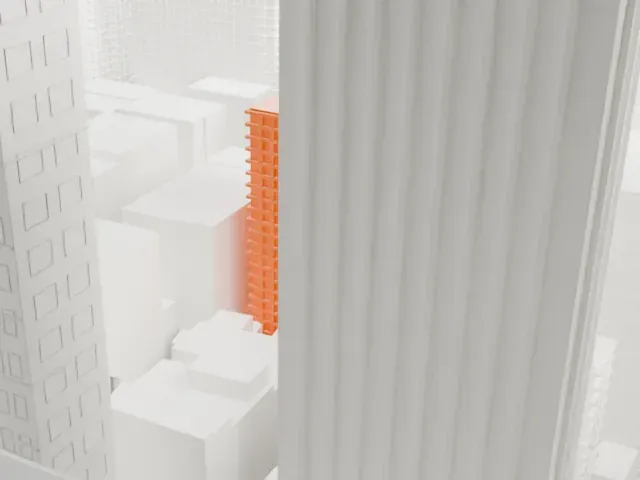 130 West 30th Street model, East view